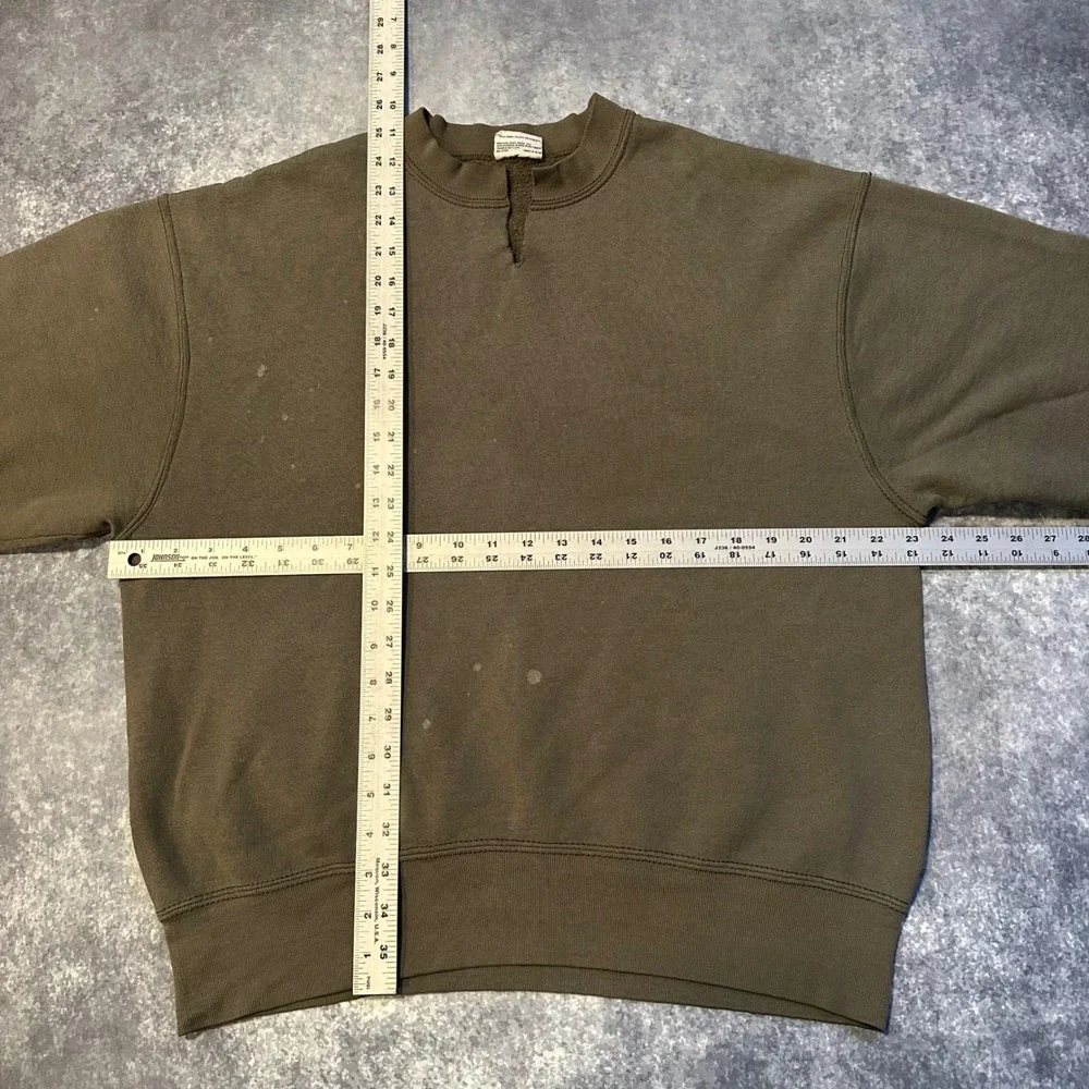 Vintage Earth Tone Olive Green Crewneck Sweatshirt Pro Spirit Mens L Made in USA